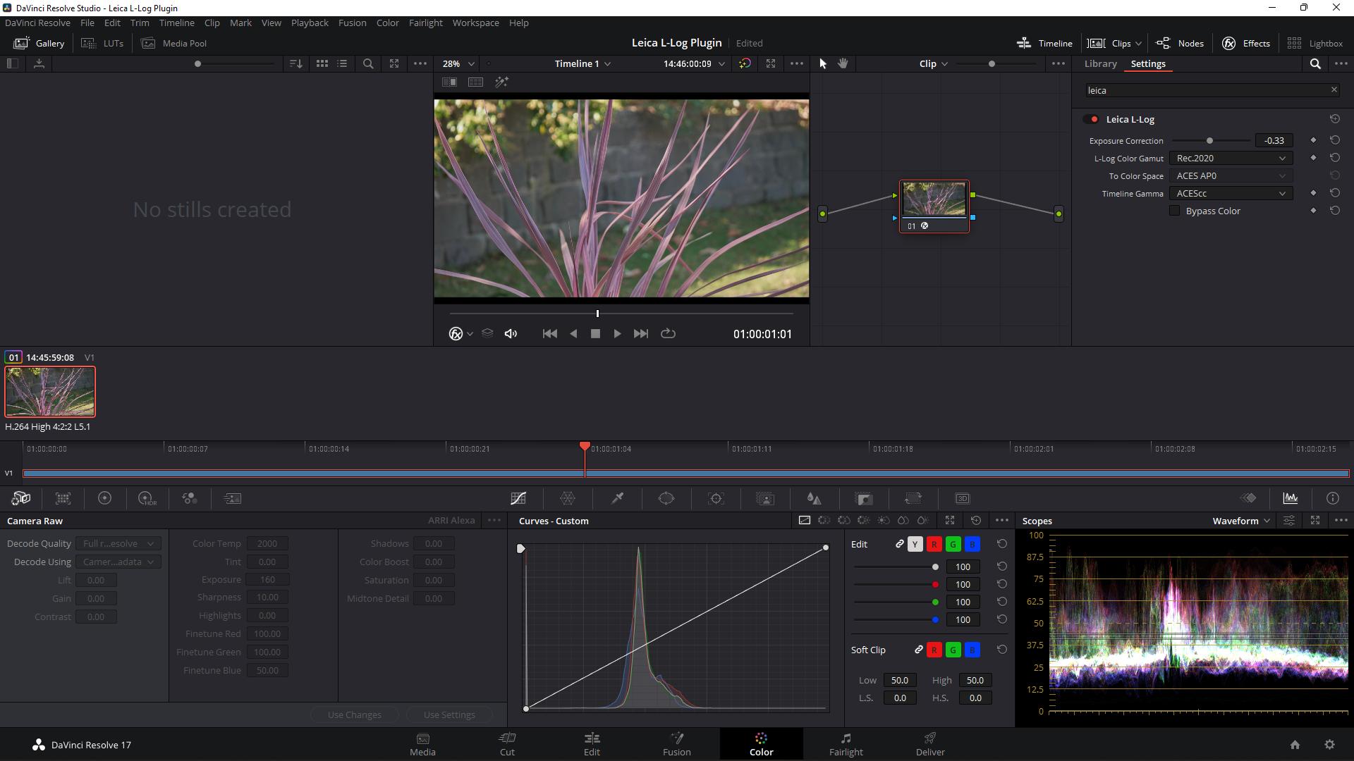 L-Log Plugin in DaVinci Resolve